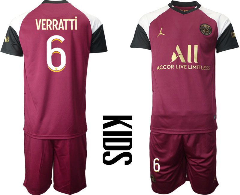 Youth 2020-2021 club Paris St German away #6 red Soccer Jerseys